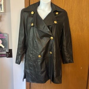 90s Vintage Saks Fifth Avenue Double-Breasted Leather Jacket